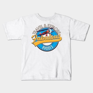 Travel explore fabulous Rhodes logo Kids T-Shirt